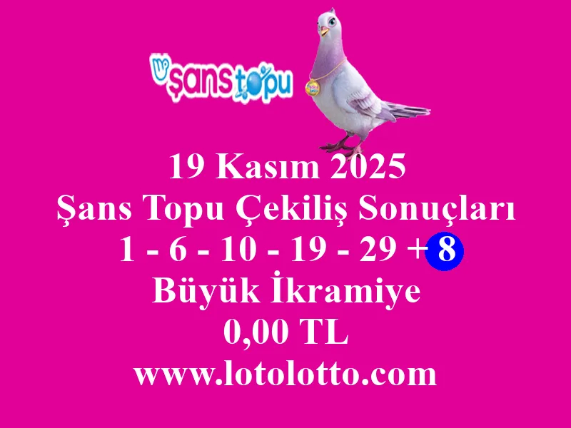 19 Kasım 2025 Şans Topu Çekiliş Sonuçları
