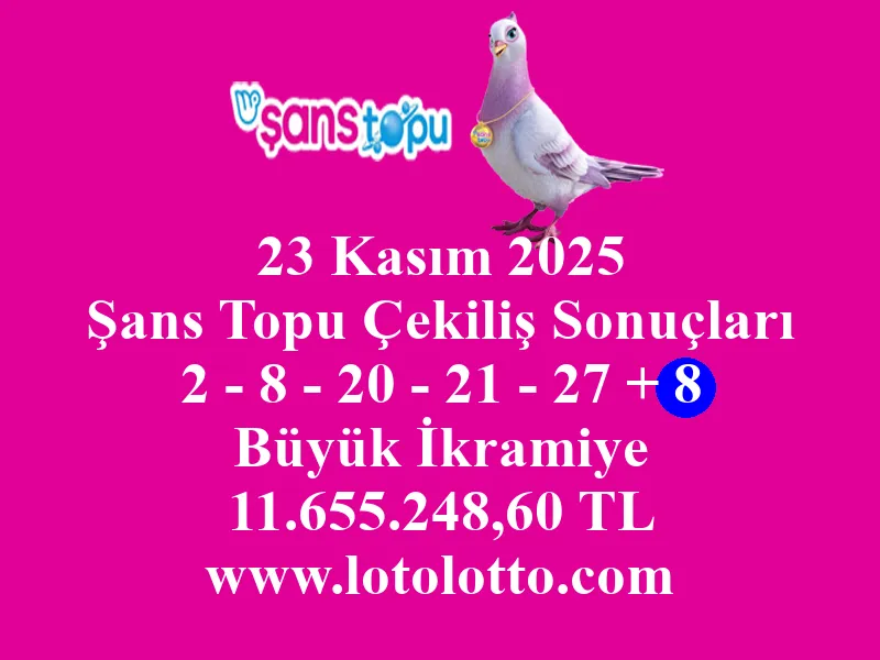 23 Kasım 2025 Şans Topu Çekiliş Sonuçları