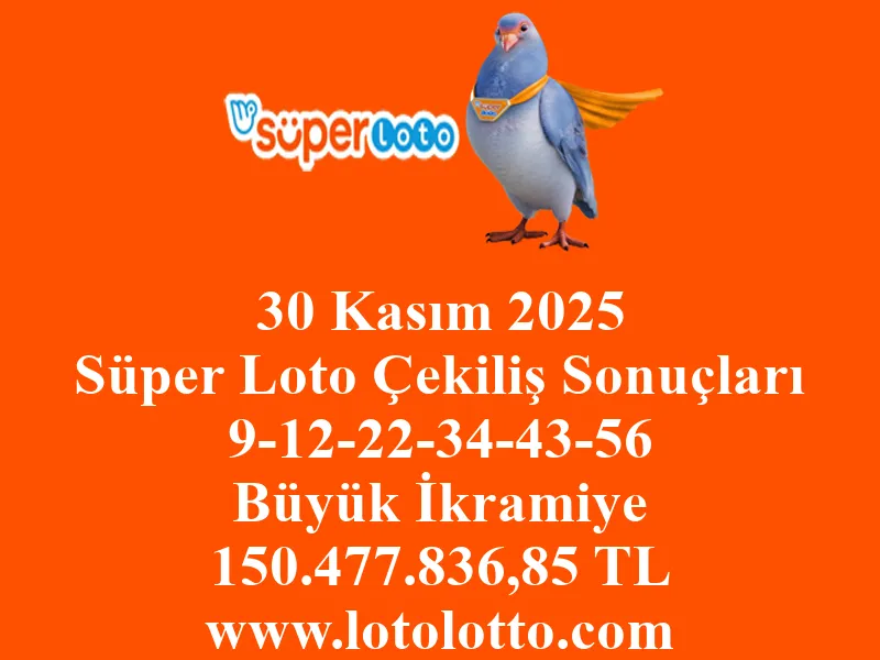 30 Kasım 2025 Süper Loto Çekiliş Sonuçları