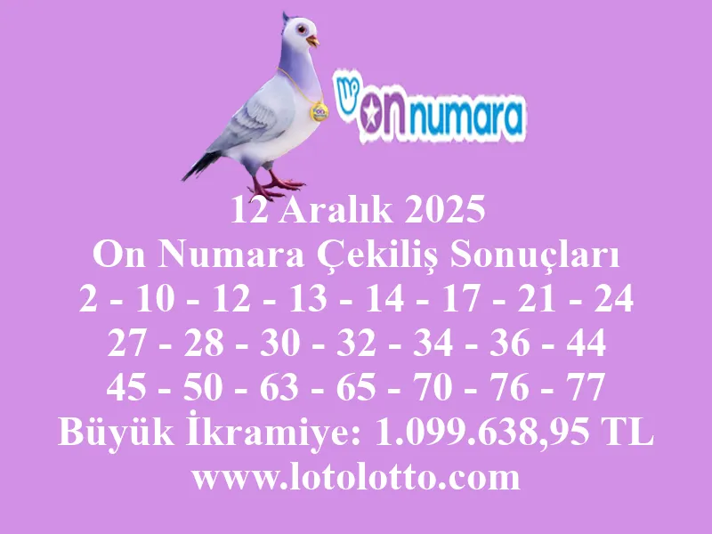 12 Aralık 2025 On Numara Çekiliş Sonuçları