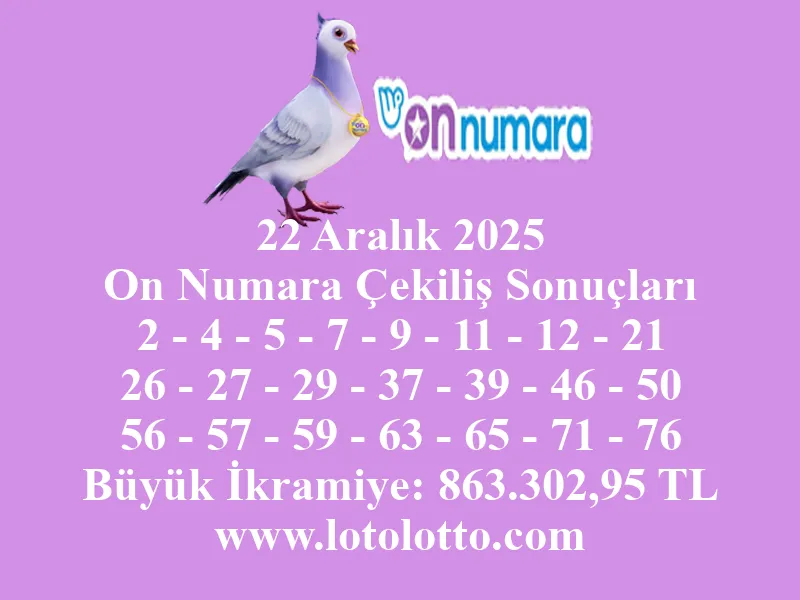 22 Aralık 2025 On Numara Çekiliş Sonuçları 22 Aralık 2025 On Numara Çekiliş Sonuçları