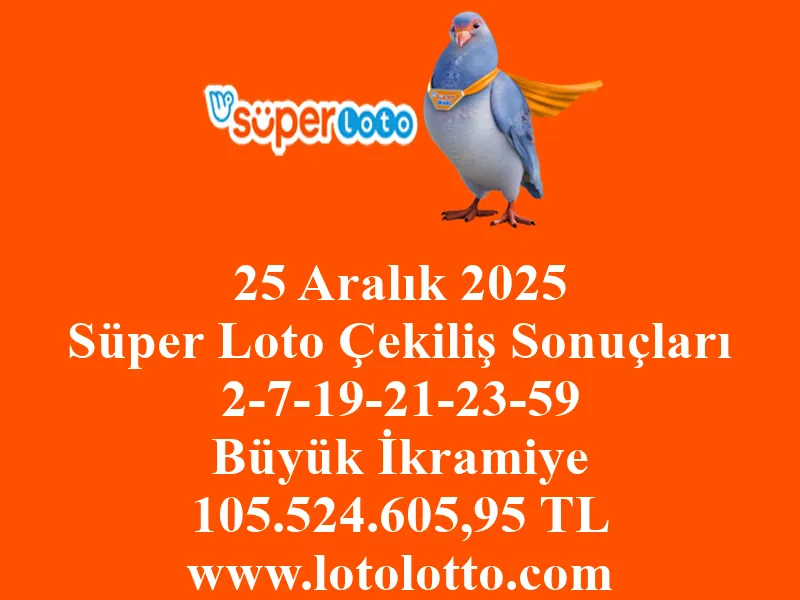 25 Aralık 2025 Süper Loto Çekiliş Sonuçları 25 Aralık 2025 Süper Loto Çekiliş Sonuçları