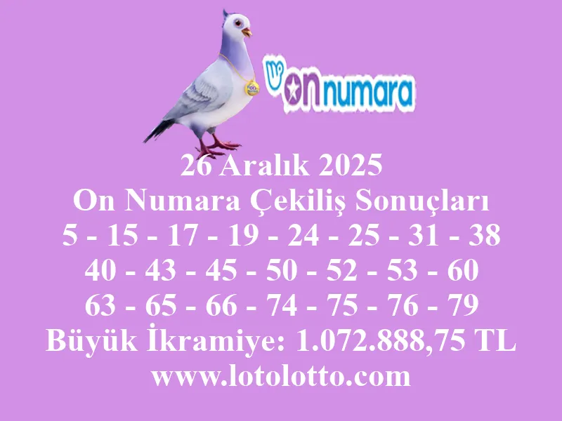26 Aralık 2025 On Numara Çekiliş Sonuçları 26 Aralık 2025 On Numara Çekiliş Sonuçları