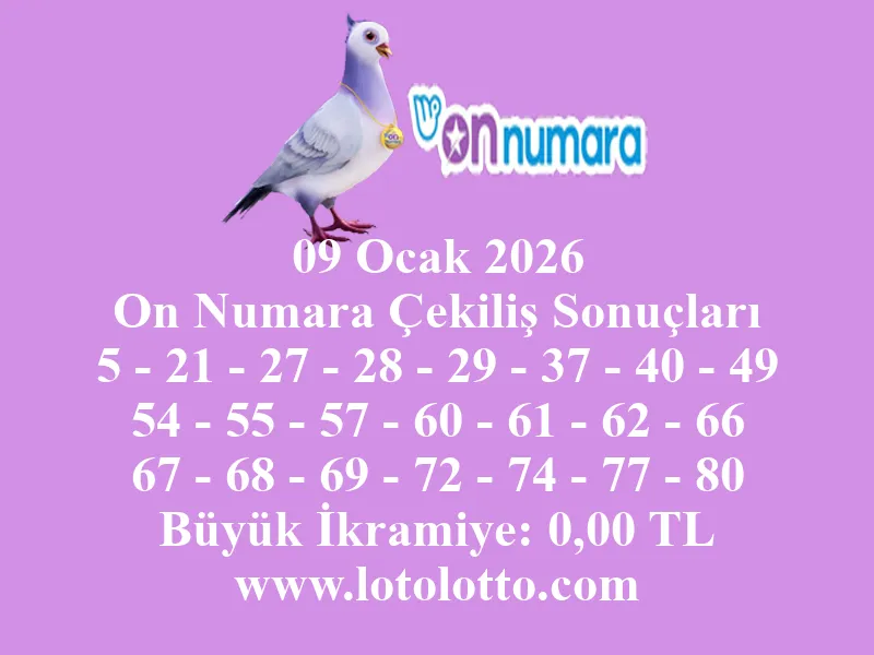 09 Ocak 2026 On Numara Çekiliş Sonuçları 09 Ocak 2026 On Numara Çekiliş Sonuçları