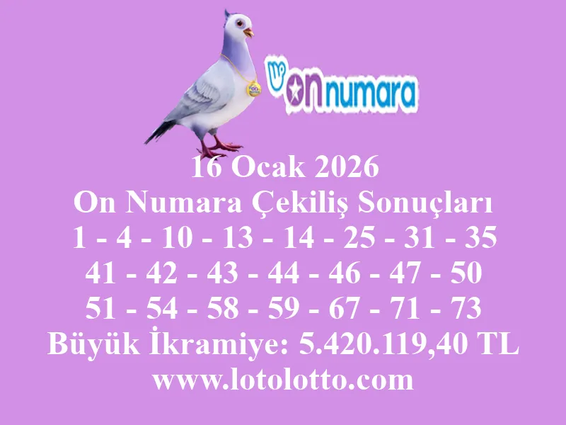 16 Ocak 2026 On Numara Çekiliş Sonuçları 16 Ocak 2026 On Numara Çekiliş Sonuçları