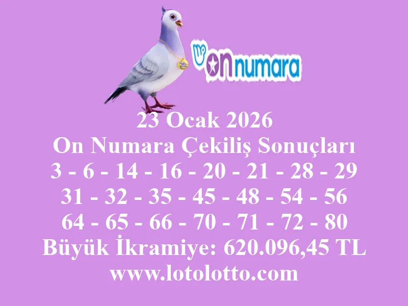 23 Ocak 2026 On Numara Çekiliş Sonuçları 23 Ocak 2026 On Numara Çekiliş Sonuçları