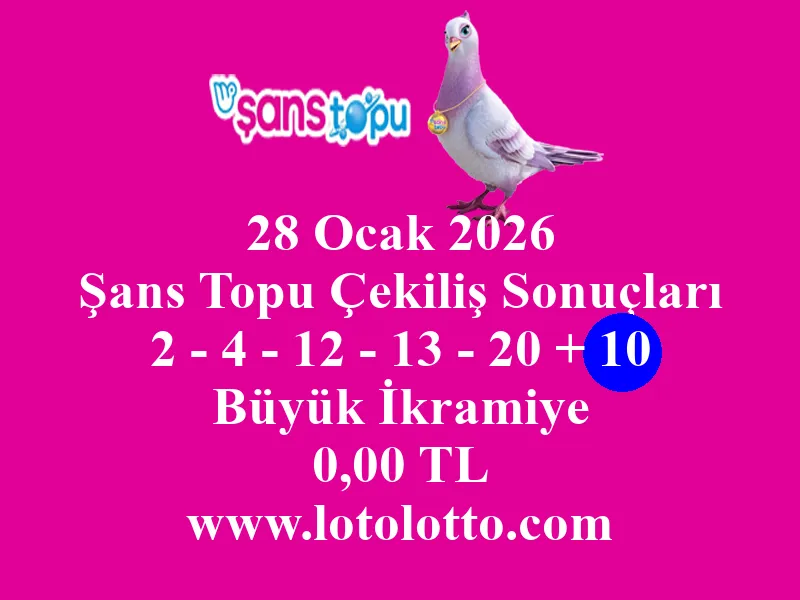 28 Ocak 2026 Şans Topu Çekiliş Sonuçları 28 Ocak 2026 Şans Topu Çekiliş Sonuçları