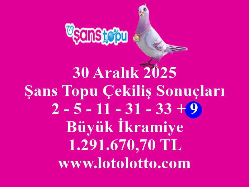 30 Aralık 2025 Şans Topu Çekiliş Sonuçları 30 Aralık 2025 Şans Topu Çekiliş Sonuçları