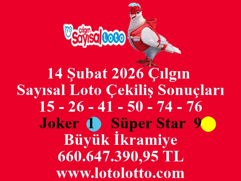 14 Şubat 2026 Çılgın Sayısal Loto Çekiliş Sonuçları 14 Şubat 2026 Çılgın Sayısal Loto Çekiliş Sonuçları