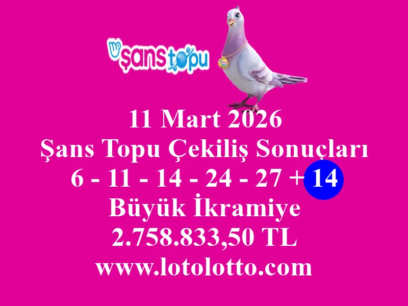 11 Mart 2026 Şans Topu Çekiliş Sonuçları 11 Mart 2026 Şans Topu Çekiliş Sonuçları