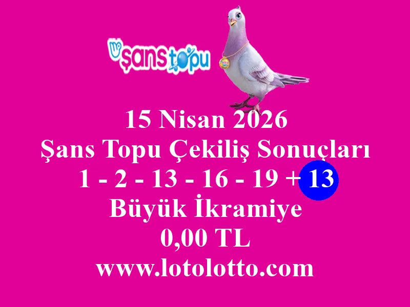 15 Nisan 2026 Şans Topu Çekiliş Sonuçları 15 Nisan 2026 Şans Topu Çekiliş Sonuçları