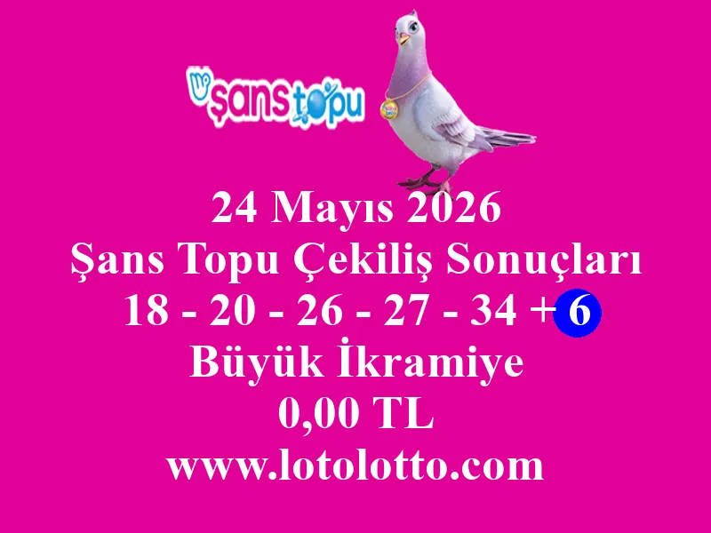 24 Mayıs 2026 Şans Topu Çekiliş Sonuçları 24 Mayıs 2026 Şans Topu Çekiliş Sonuçları