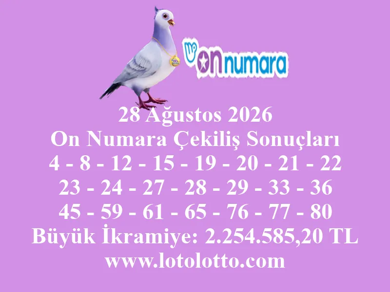 28 Ağustos 2026 On Numara Çekiliş Sonuçları 28 Ağustos 2026 On Numara Çekiliş Sonuçları